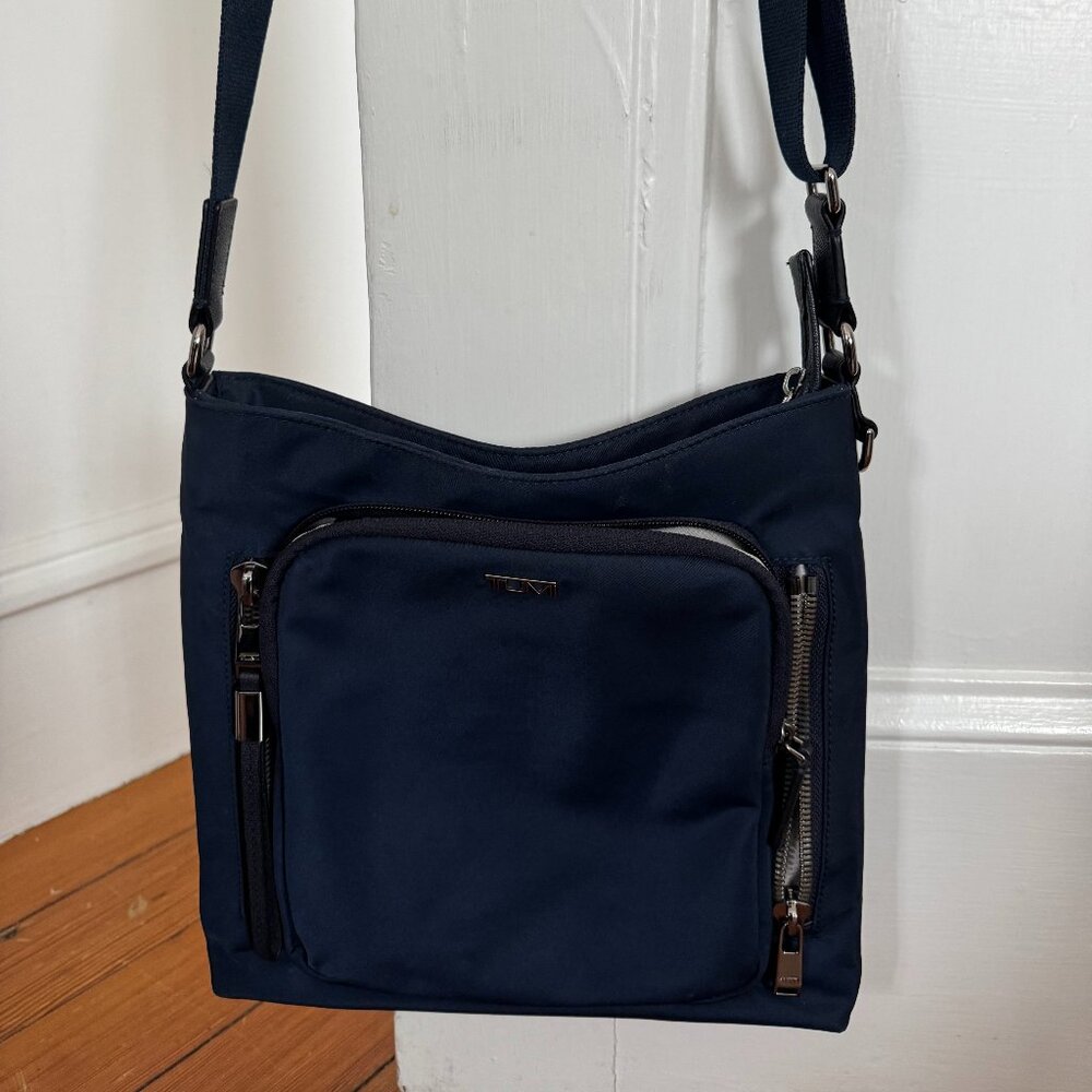 Tumi Voyageur Tyler Crossbody Bag in Indigo and Silver